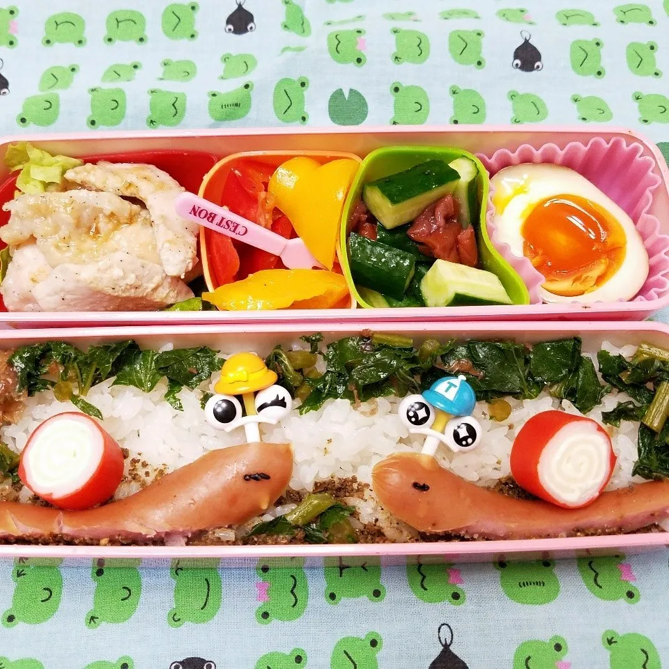 梅雨入り宣言☔🐌かたつむり弁当|きつねこかあさんさん