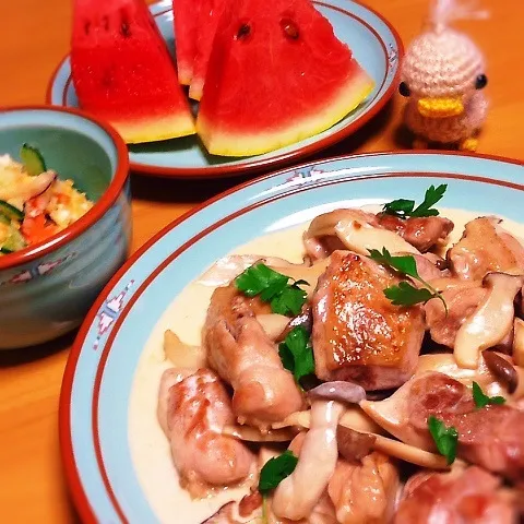 鶏肉とエリンギのクリーム煮♥️|ポリーさん