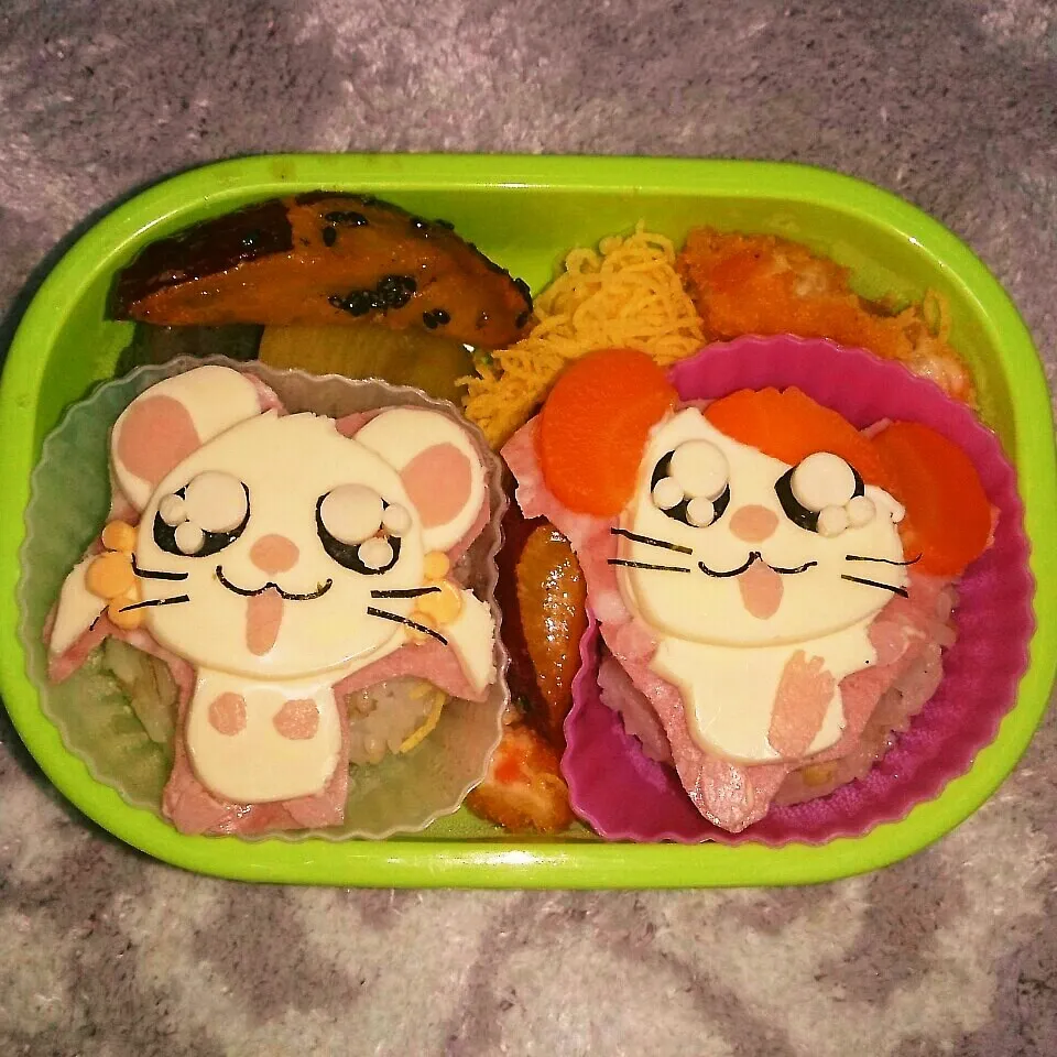 ﾊﾑ太郎とりぼんちゃん弁当☆|大米あづささん