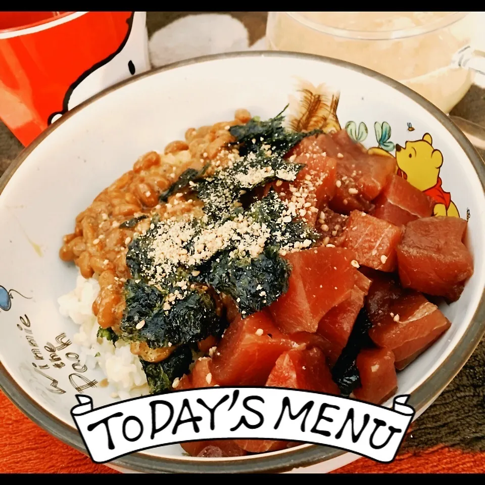 Snapdishの料理写真:漬けマグロ納豆丼★|さちぃさん