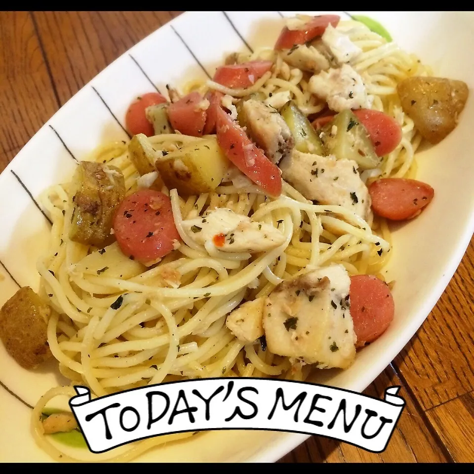 Snapdishの料理写真:めかじきとポテトのスパゲッティ★|さちぃさん