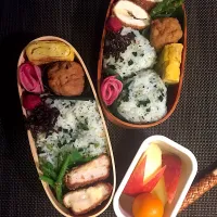 Snapdishの料理写真:青菜ちりめんご飯のお弁当|taro0922さん