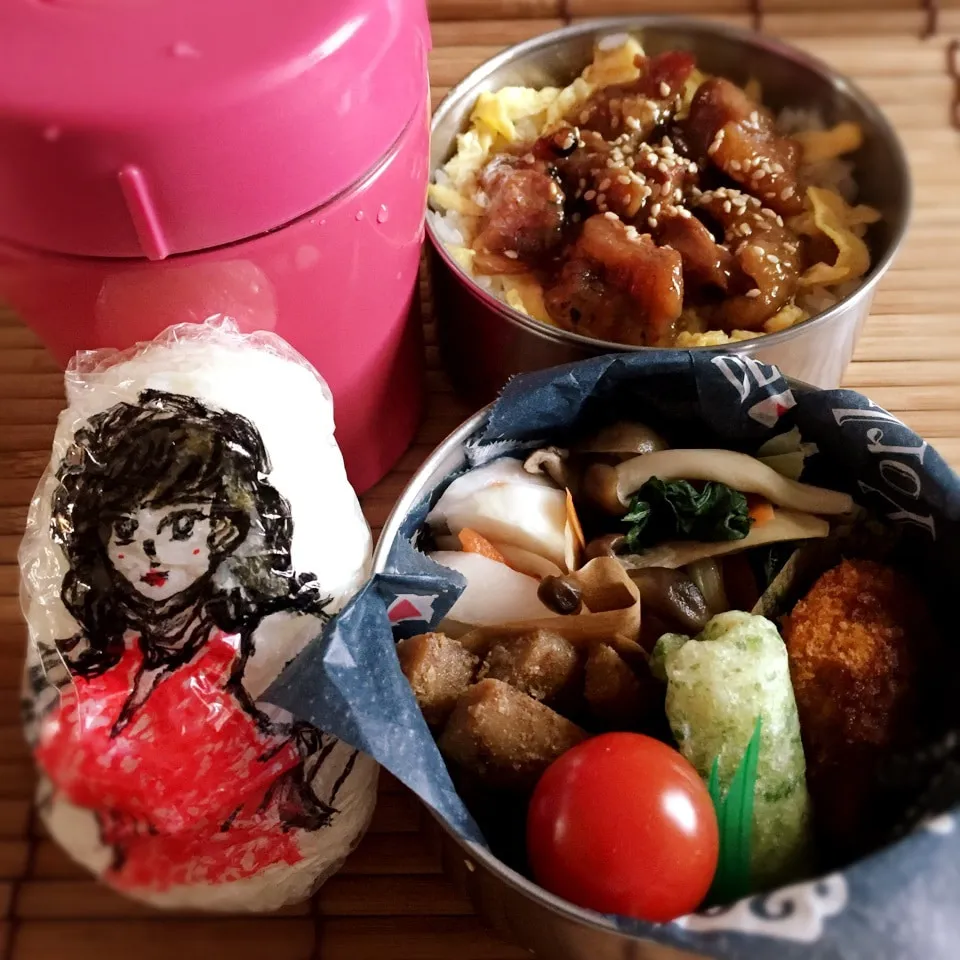 Snapdishの料理写真:🍱投げやり弁当&峰不二子？！🍙|うさぎさん