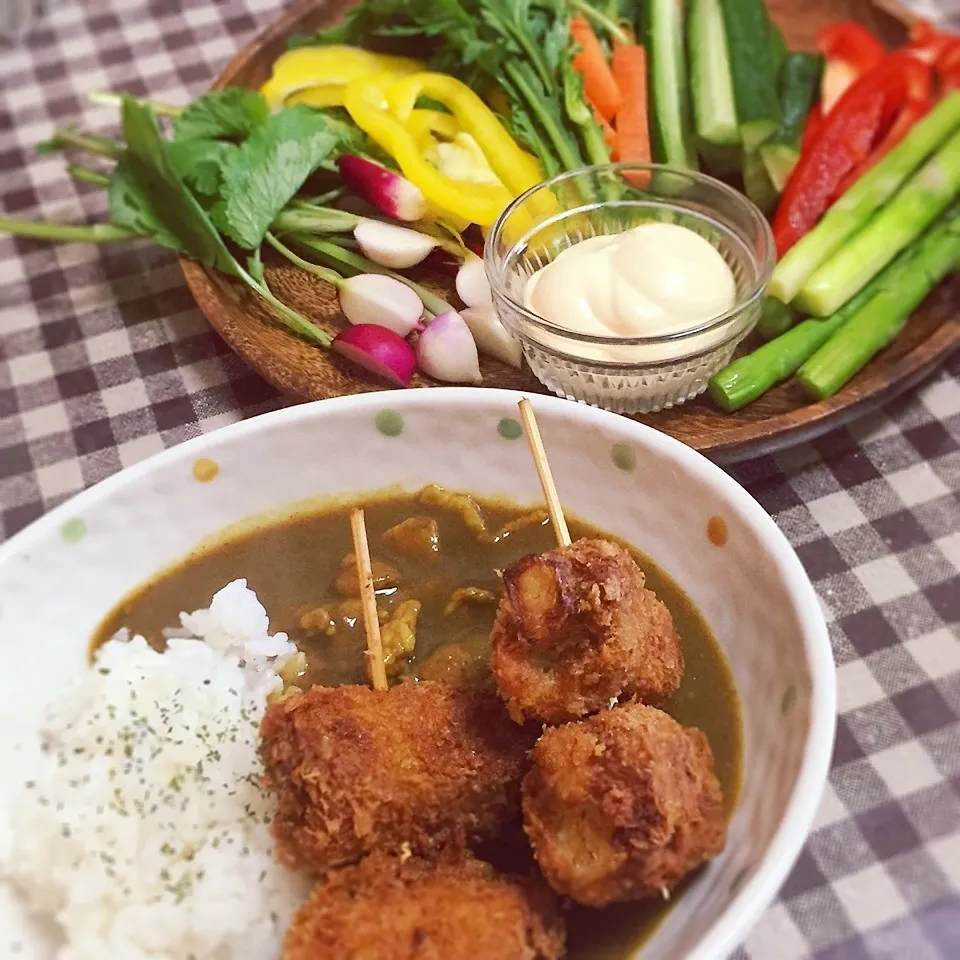 和風カレーと串カツ|うさぎさん