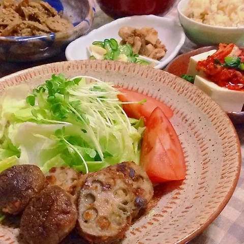 れんこんと椎茸の肉はさみ揚げ|うさぎさん