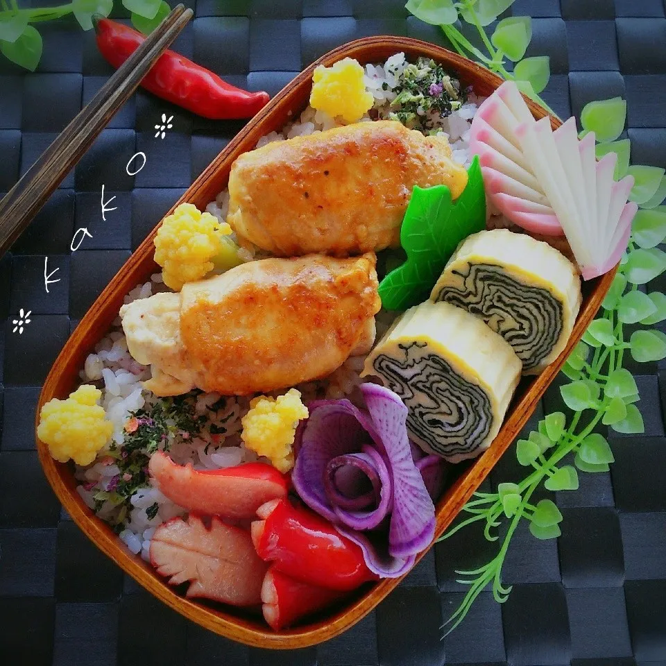 旦那様わっぱ弁当 鶏ささみチーズロールマヨ焼き|ｋａｋoさん