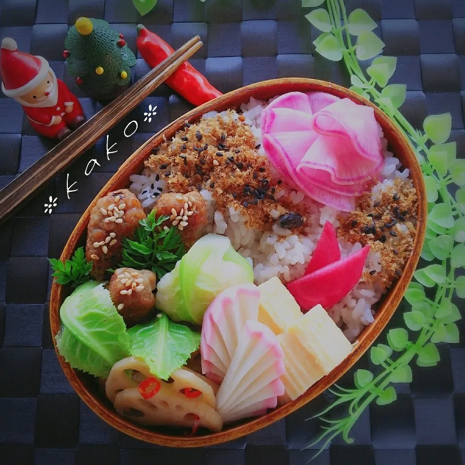 Snapdishの料理写真:旦那様わっぱ弁当 棒つくね|ｋａｋoさん