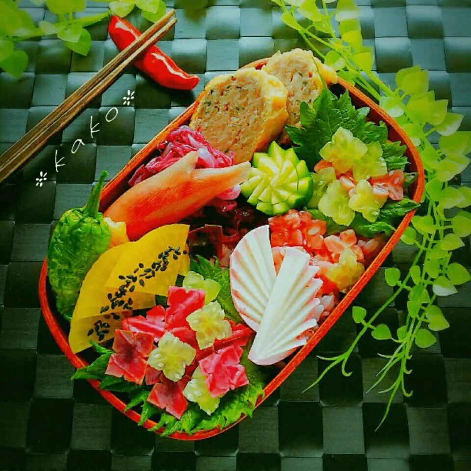 Snapdishの料理写真:旦那様わっぱ弁当 あじさい弁当かな？|ｋａｋoさん