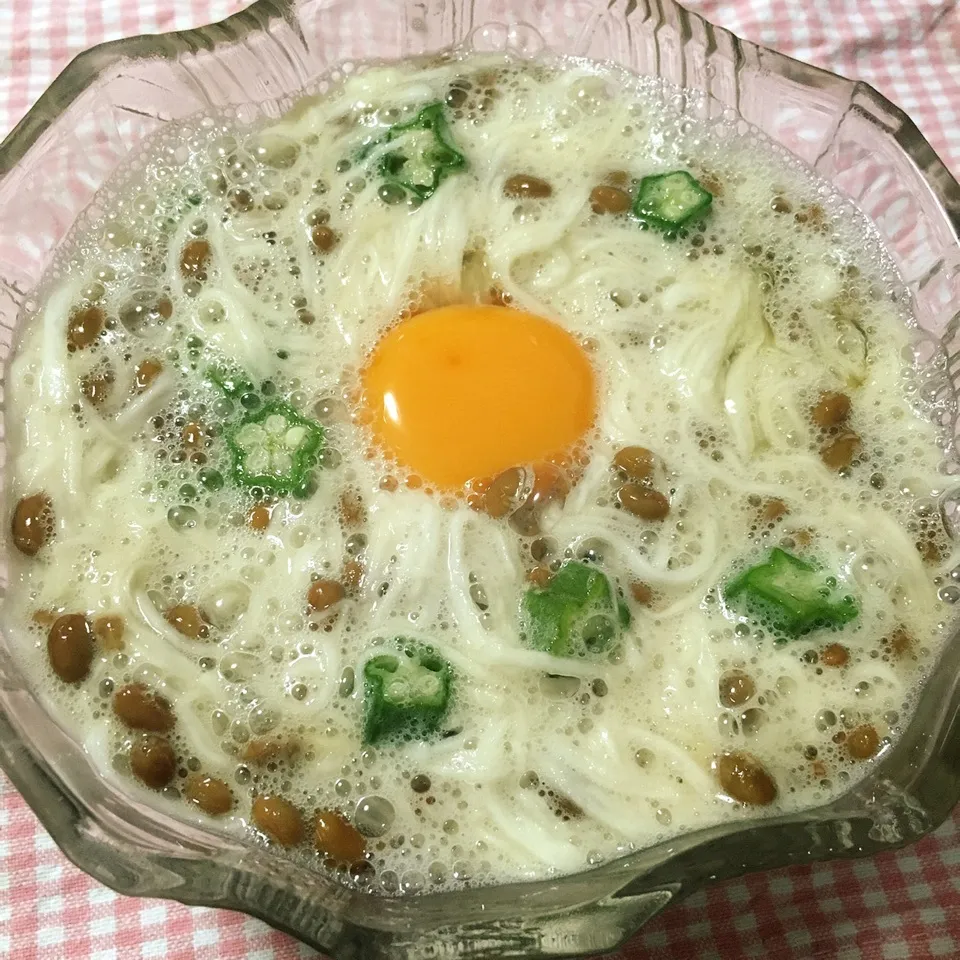 納豆とオクラの長芋そうめん|AY(＊^ . ^＊)❤️Uさん