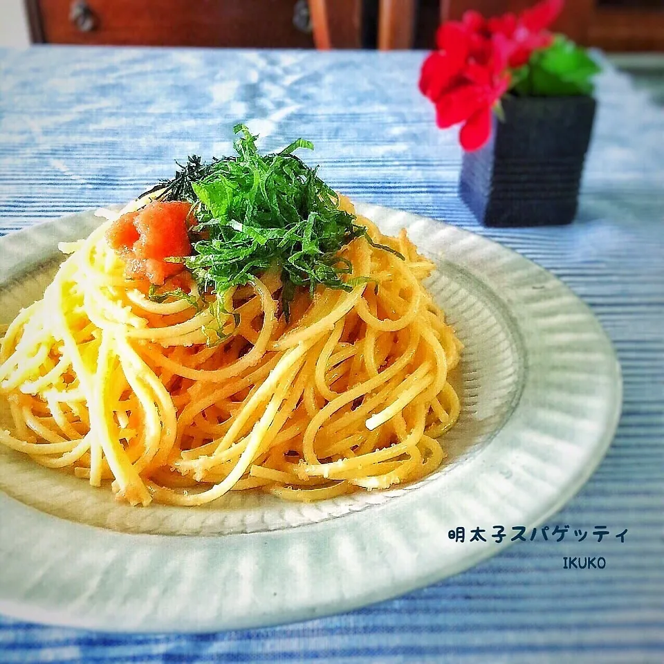 明太子スパゲッティのランチ|いっこさんさん