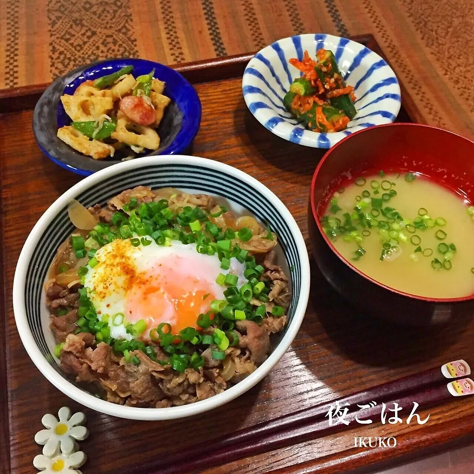 ねぎ玉牛丼の夜ごはん|いっこさんさん