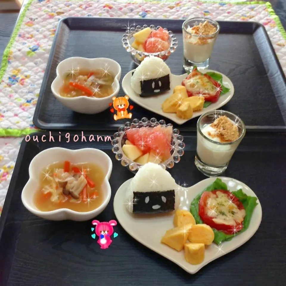 Snapdishの料理写真:プレート子供朝ごはん^_^|ichayaさん