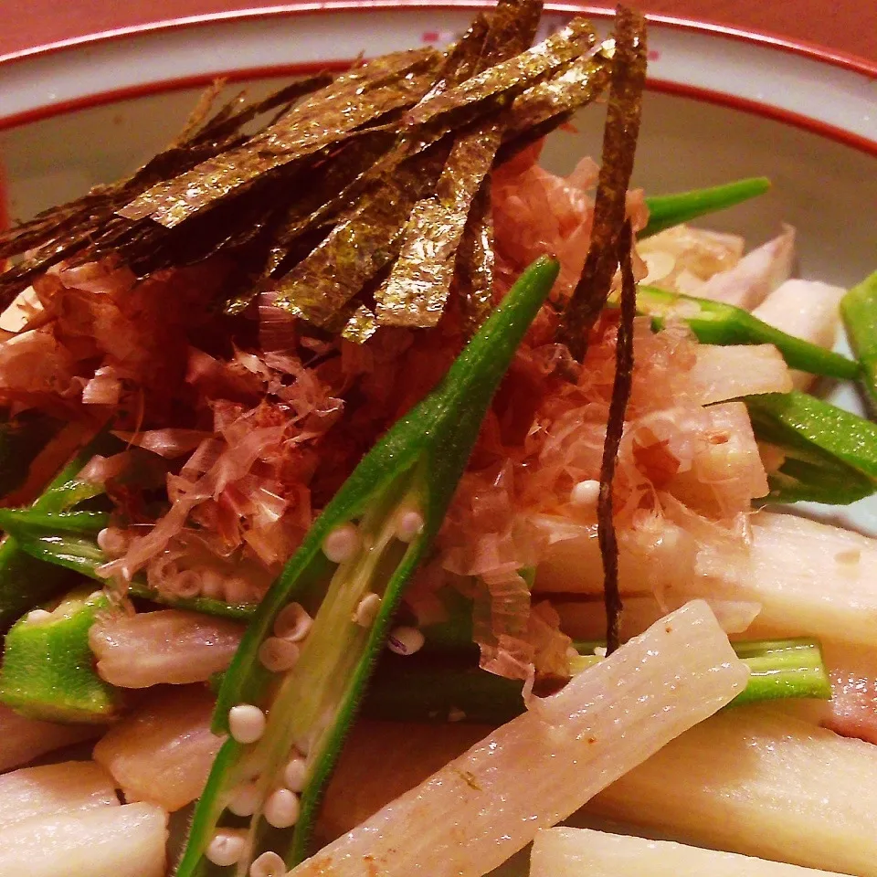 Snapdishの料理写真:山いもとオクラのバター醤油|山田 奈味　Instagram ＊nmymd369さん