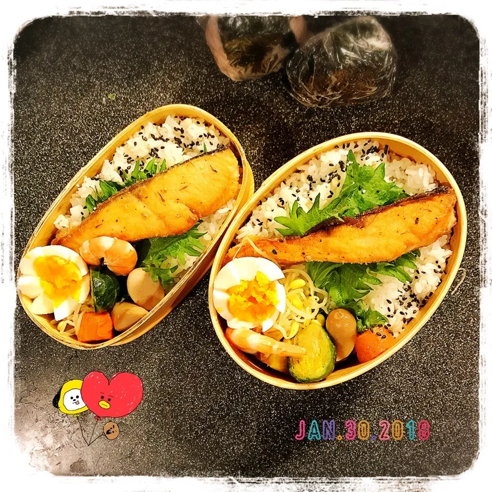 1/30 ☺︎☺︎ノルウェーサーモンムニエル🐟のっけ弁当☆|jon2さん