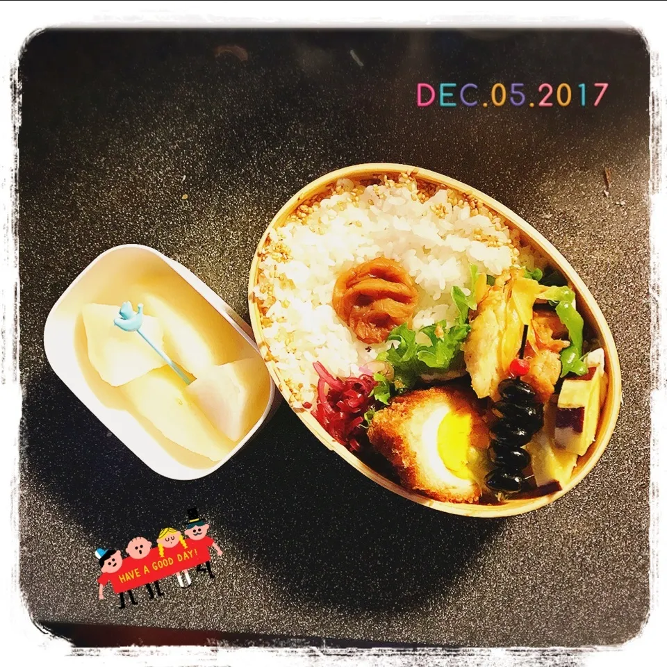 12/5 ☺︎ スコッチエッグ🍳鶏きのこ醤油麹ソテー弁当♪|jon2さん