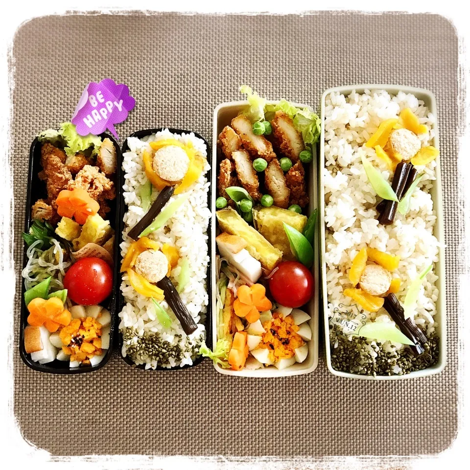 Snapdishの料理写真:6/12 ☺︎☺︎ チキンカリカリフライ🍗タラコお花弁当♪|jon2さん