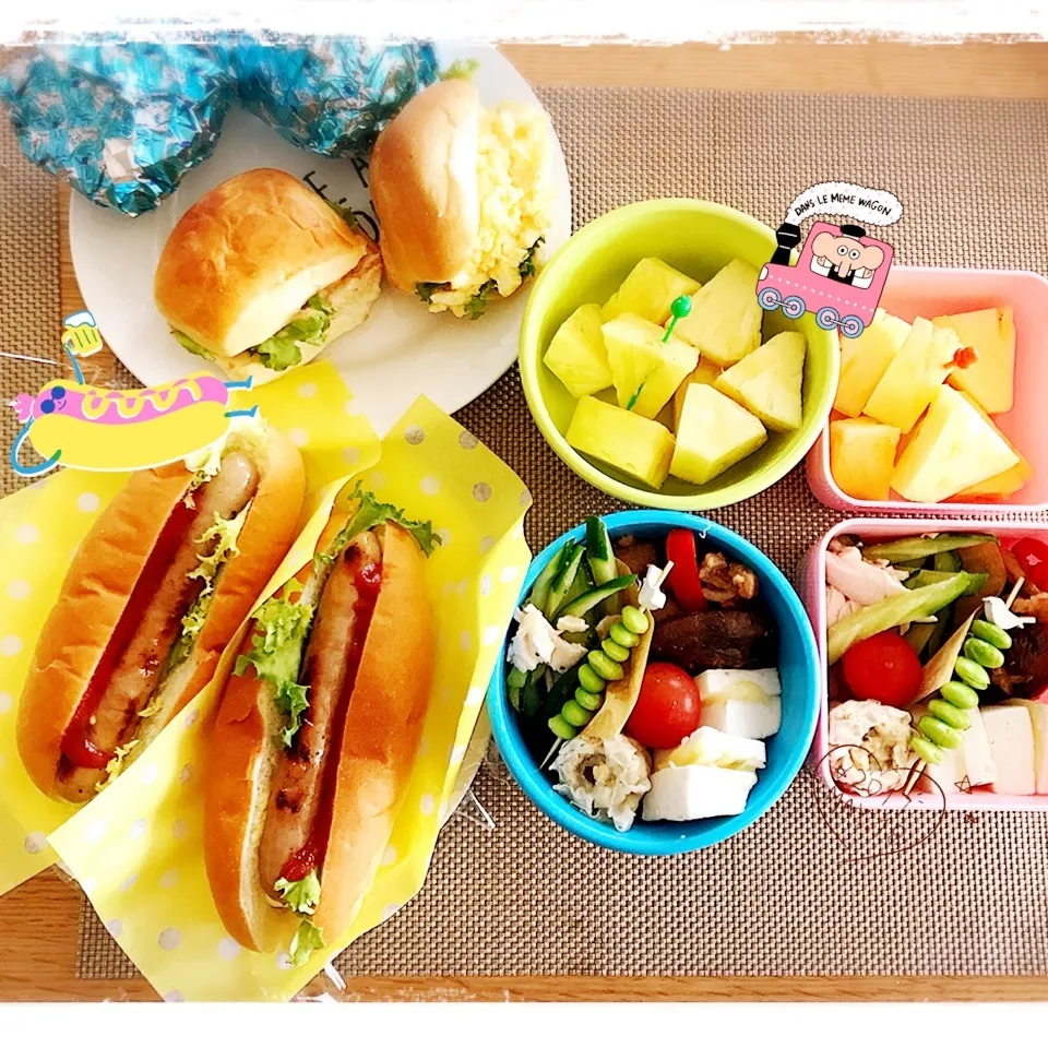 5/18 ☺︎☺︎ホットドッグ🌭ディナーロールサンド弁当♪|jon2さん