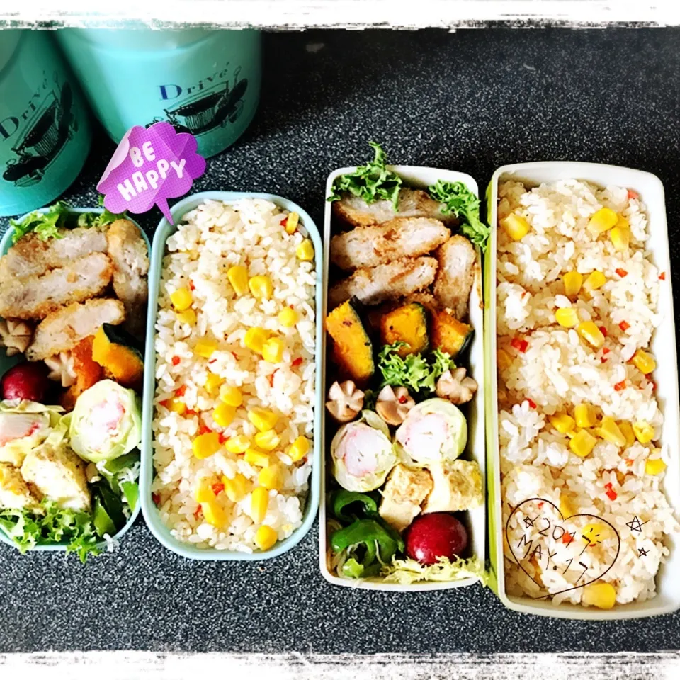 5/17 ☺︎☺︎ バターコーンライス🌽トンカツ弁当🐖♪|jon2さん