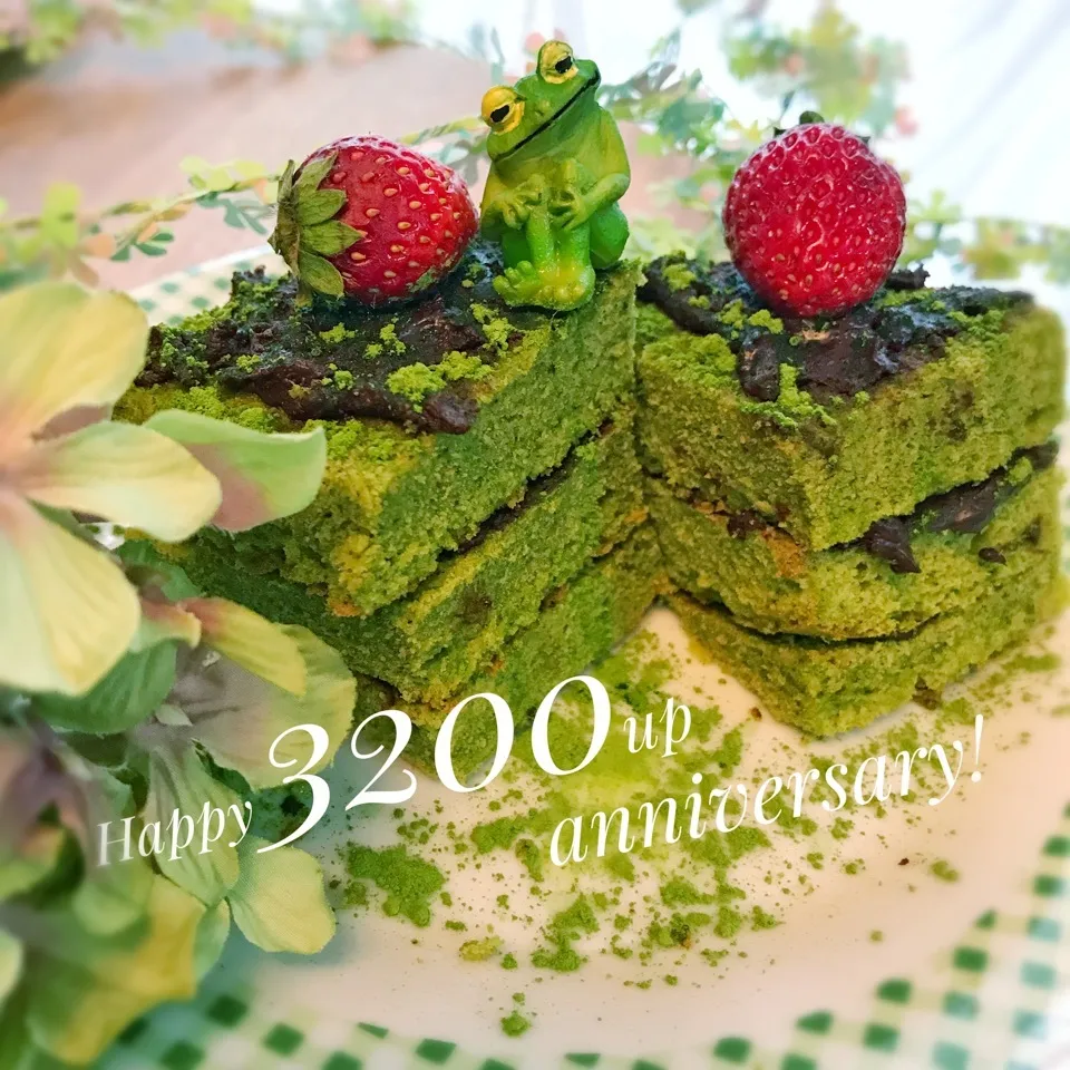 けろさん3200投稿おめでとう🎉㊗️ 抹茶ケーキで🥂|shakuyaku33443344さん