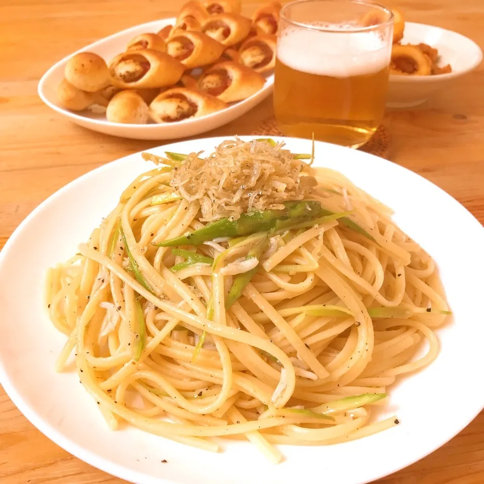 アスパラガスとしらすのオイルパスタ|Ruotoさん