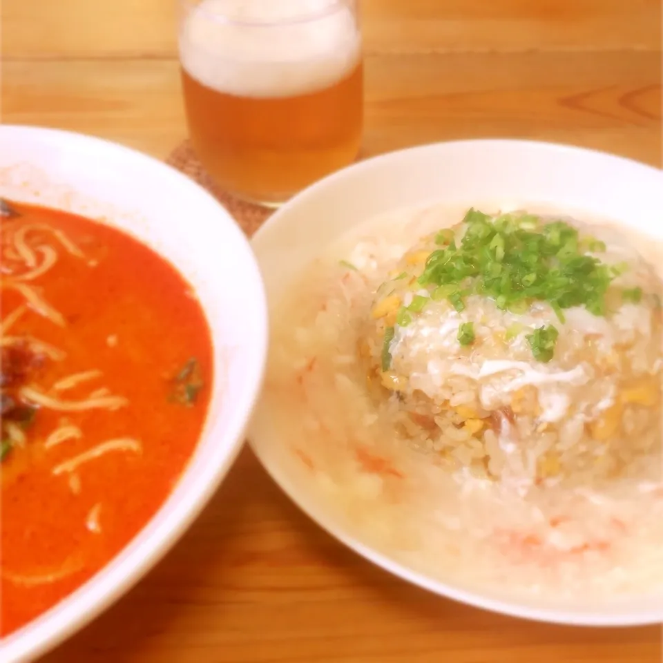 辣椒担々麺 と まるでカニ餡掛けチャーハン|Ruotoさん
