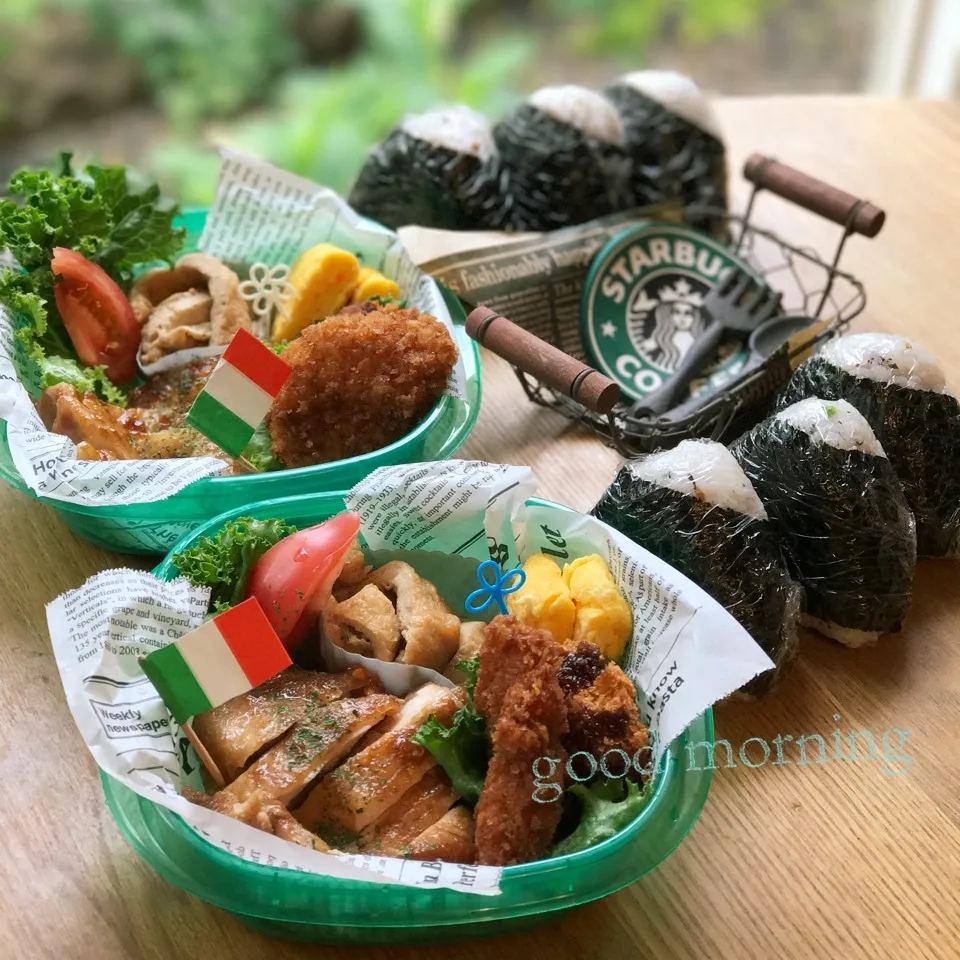 二人の高校生息子のお弁当🍙|shakuyaku33443344さん