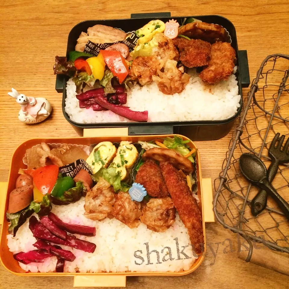 Snapdishの料理写真:高1高2息子弁当♡【作り置き】|shakuyaku33443344さん