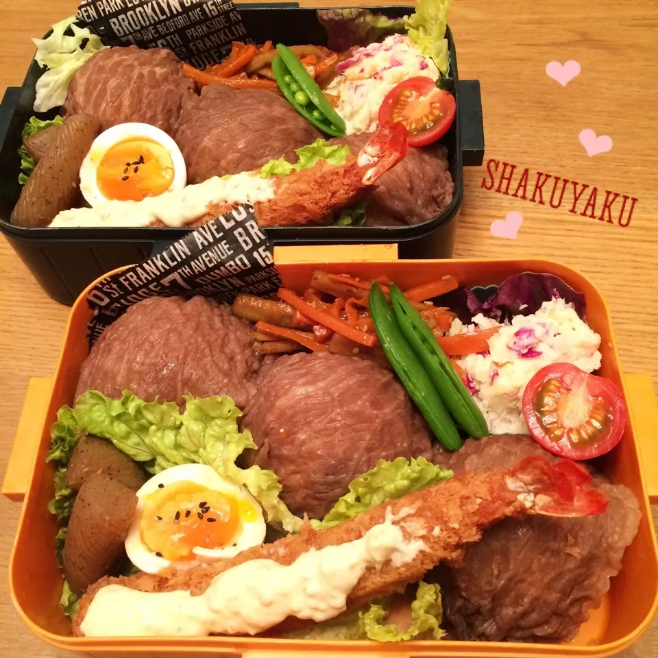 高1高2息子弁当❤︎肉巻きおにぎり🍙|shakuyaku33443344さん