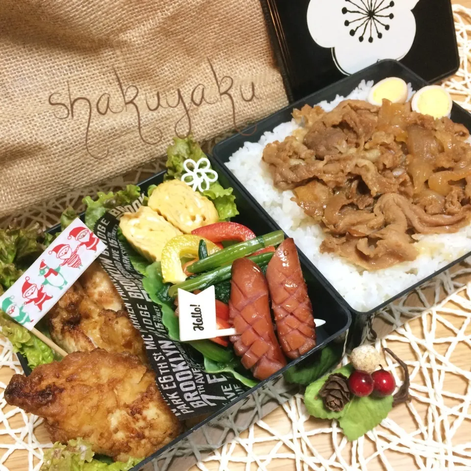 高1息子弁当❤︎ 豚丼ととり天|shakuyaku33443344さん