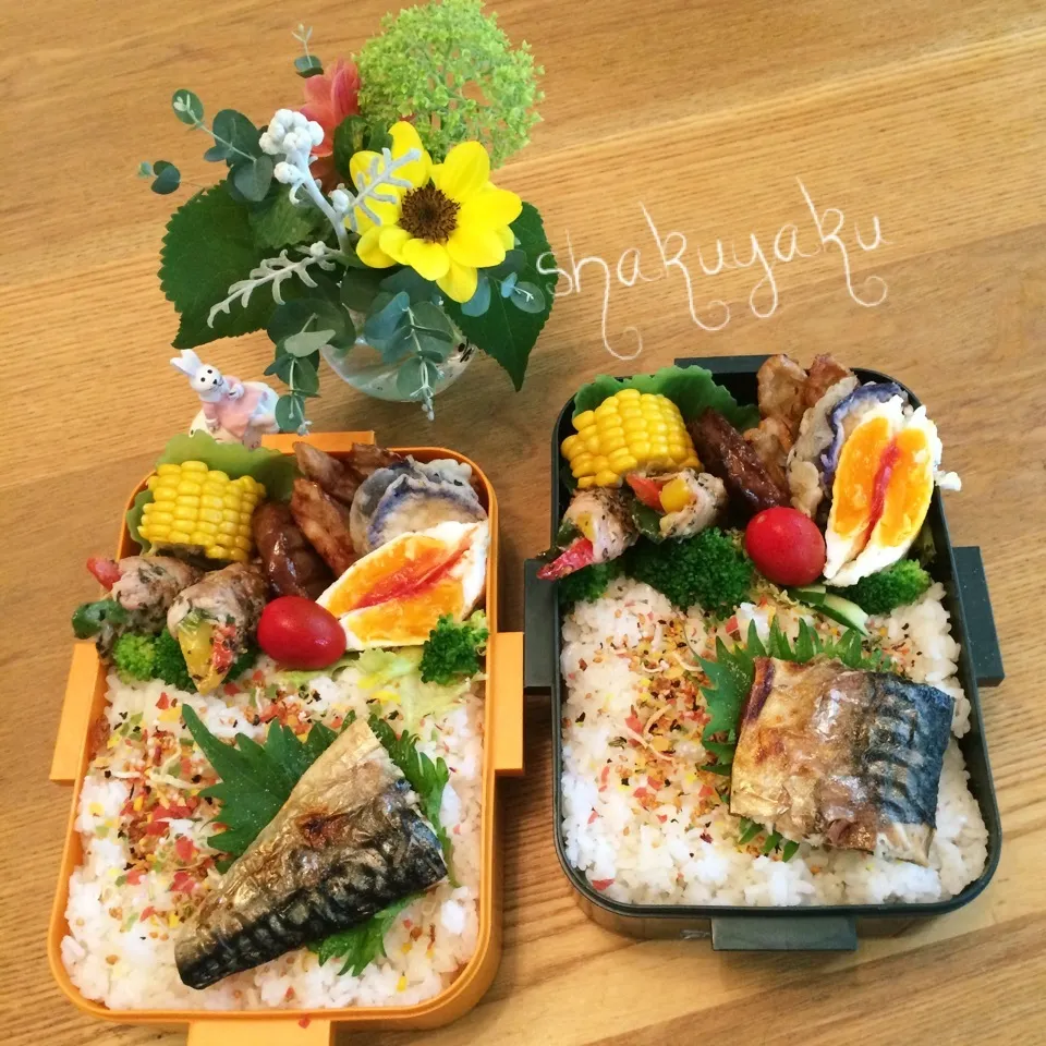 Snapdishの料理写真:高1高2息子弁当♡焼き鯖弁当|shakuyaku33443344さん