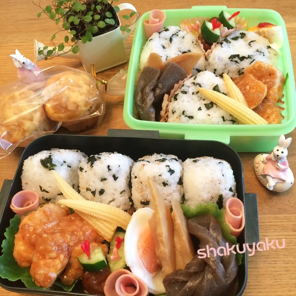 Snapdishの料理写真:高1 高2 息子弁当♡おすすめは鳥チリ|shakuyaku33443344さん