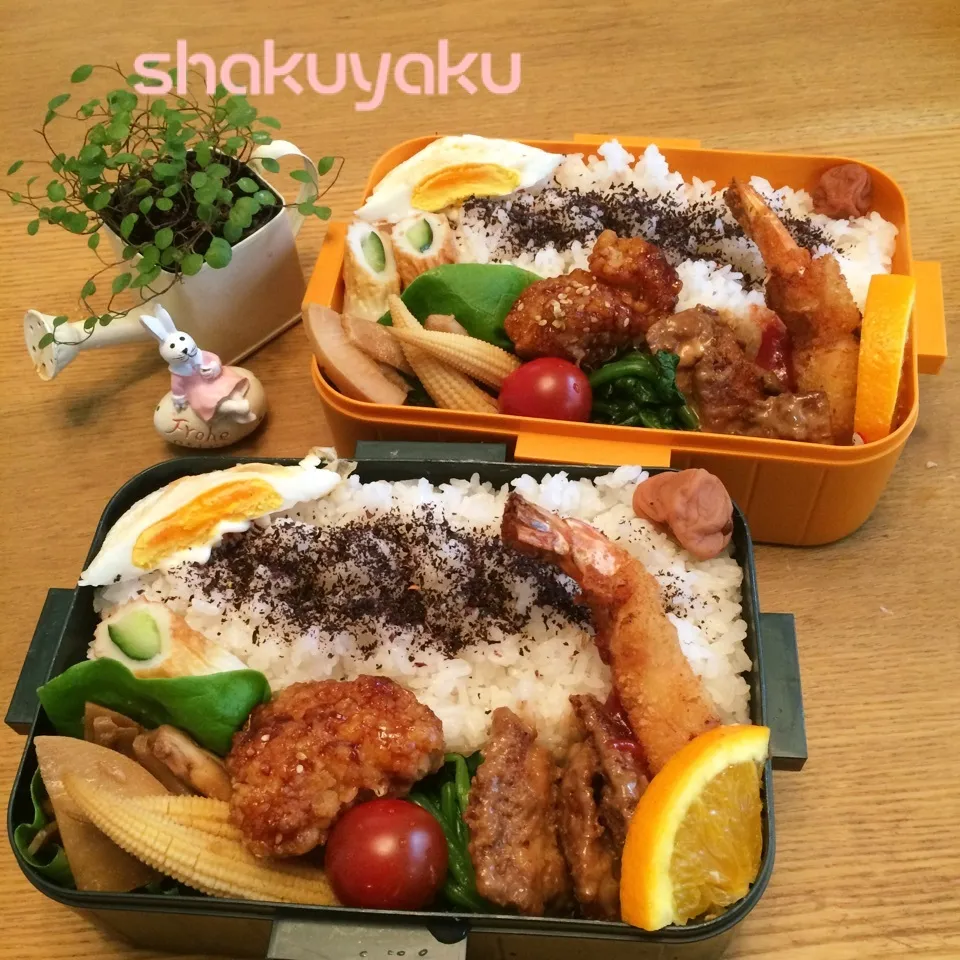 二回目 今日のお弁当♡高1 高2 息子弁当|shakuyaku33443344さん