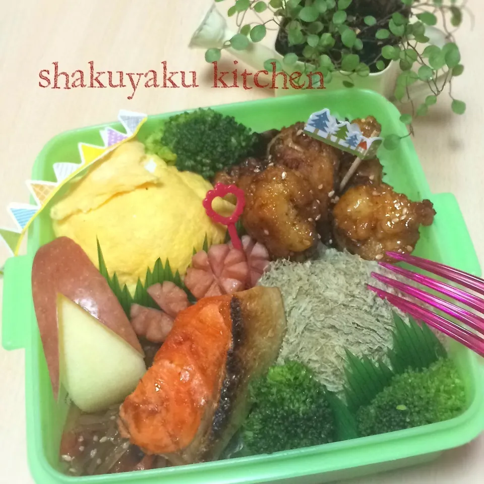 今日のお弁当☆彡二つ目中3息子弁当|shakuyaku33443344さん