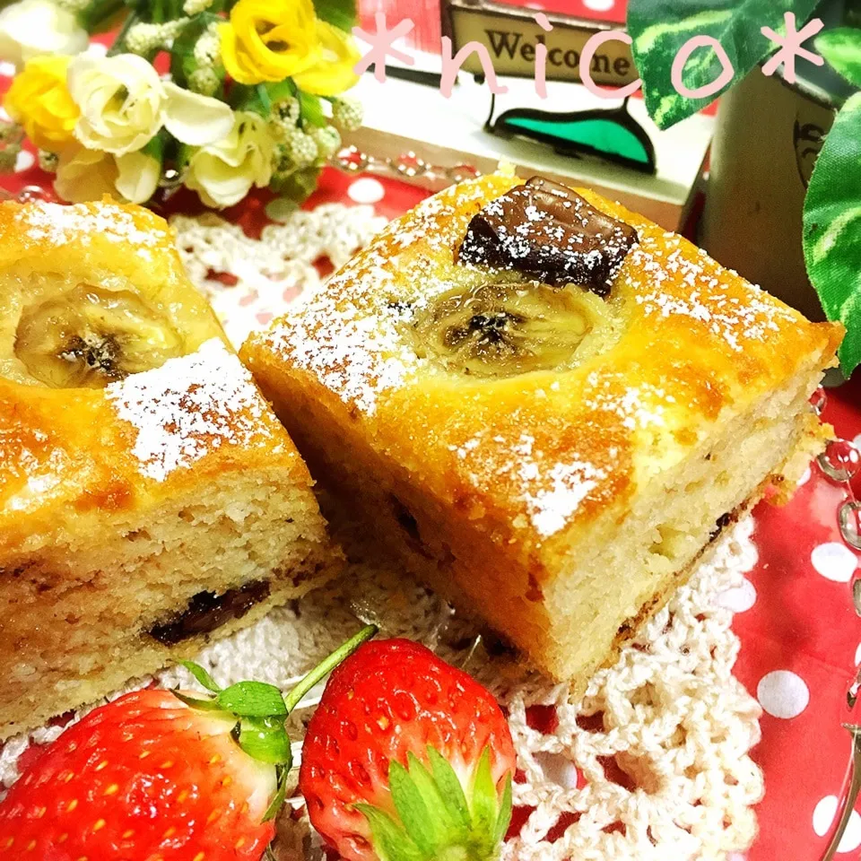 ＊HMで♪ちょっぱや簡単♡チョコバナナケーキ＊|にこさん