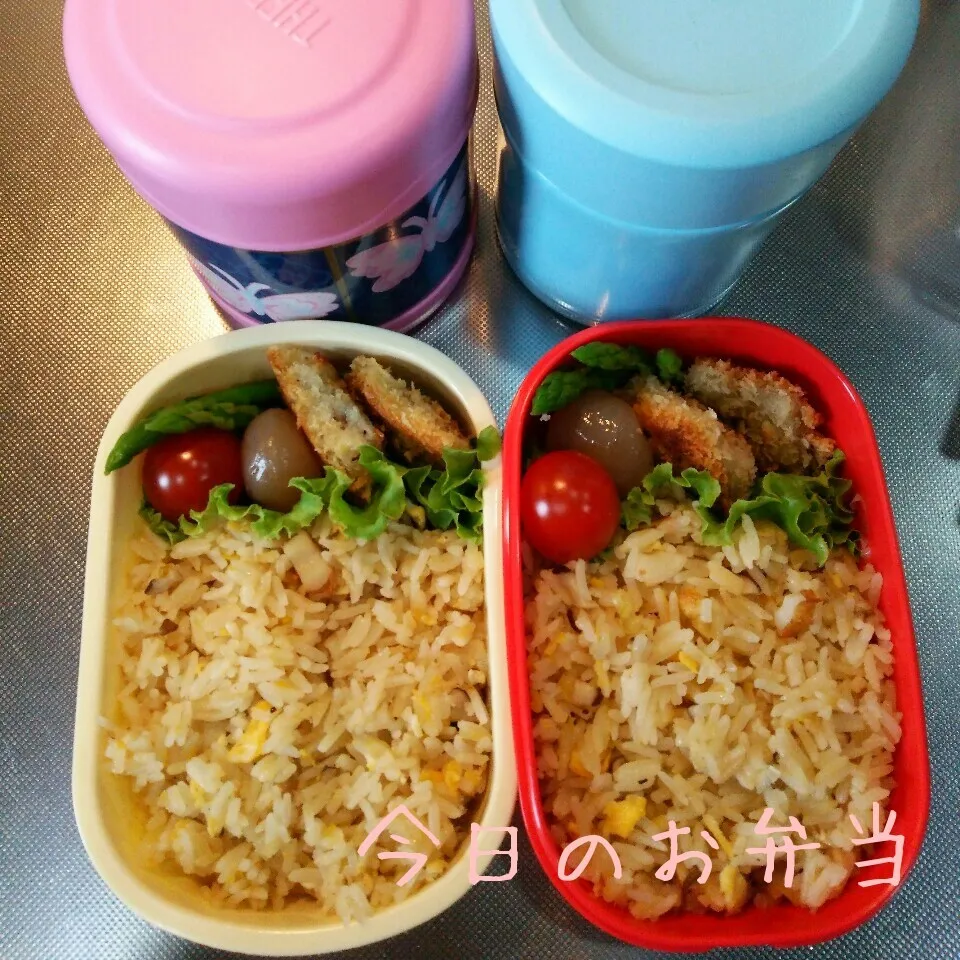 Snapdishの料理写真:今日のお弁当 高校生娘ちゃん&中学生娘ちゃん(*^^*)|sakuhimaさん