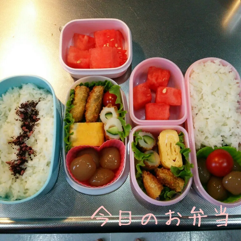 Snapdishの料理写真:今日のお弁当 高校生娘ちゃん&中学生娘ちゃん(*^^*)|sakuhimaさん