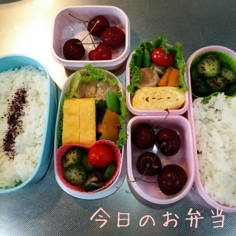 Snapdishの料理写真:今日のお弁当 高校生娘ちゃん&中学生娘ちゃん(*^^*)|sakuhimaさん