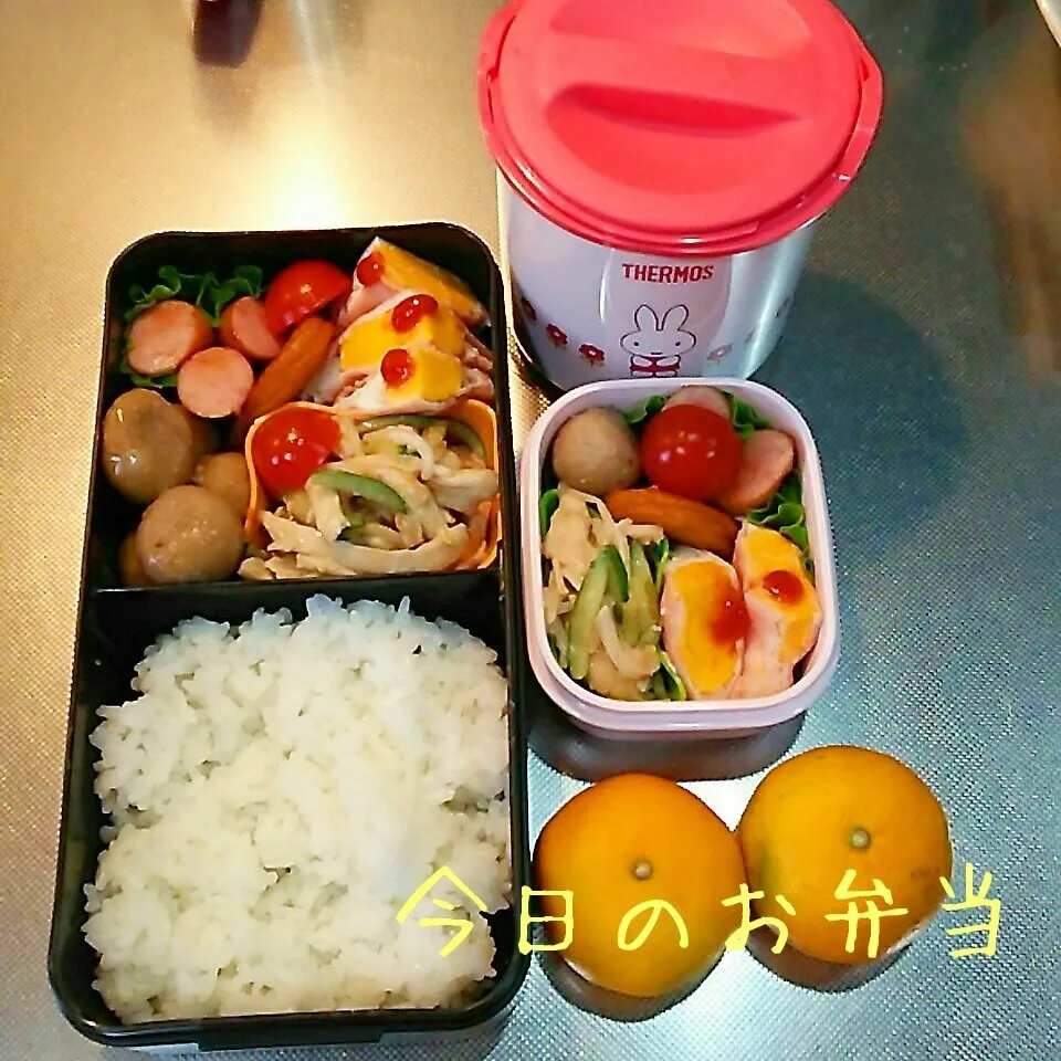 Snapdishの料理写真:今日のお弁当 パパ&小学生娘ちゃん(*^^*)|sakuhimaさん