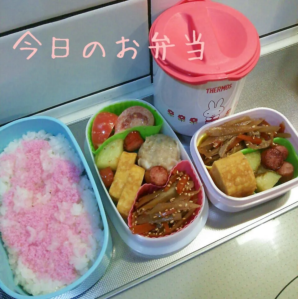 今日のお弁当 中学生娘ちゃん＆小学生娘ちゃん(*^^*)|sakuhimaさん