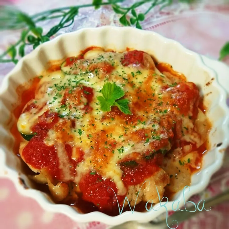 チキンのトマトチーズ焼き♪♪♪|若葉さん