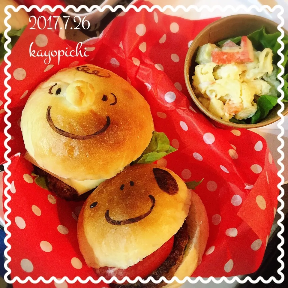 娘っち作ハンバーグで妹っち作ハンバーガー❤のお弁当~|Kayopichiさん