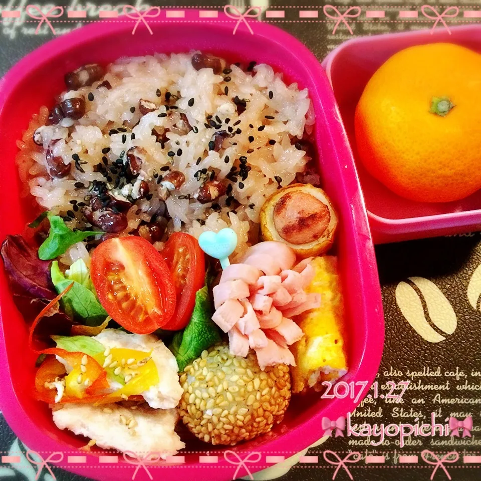 Snapdishの料理写真:お赤飯のお弁当❤|Kayopichiさん