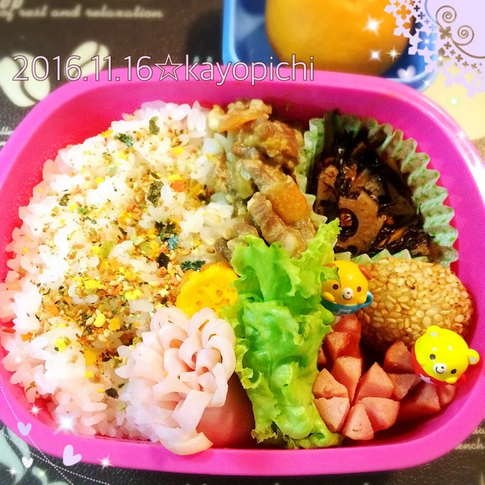 今日は私作☆娘っちのお弁当❁❀✿✾焼肉♪|Kayopichiさん