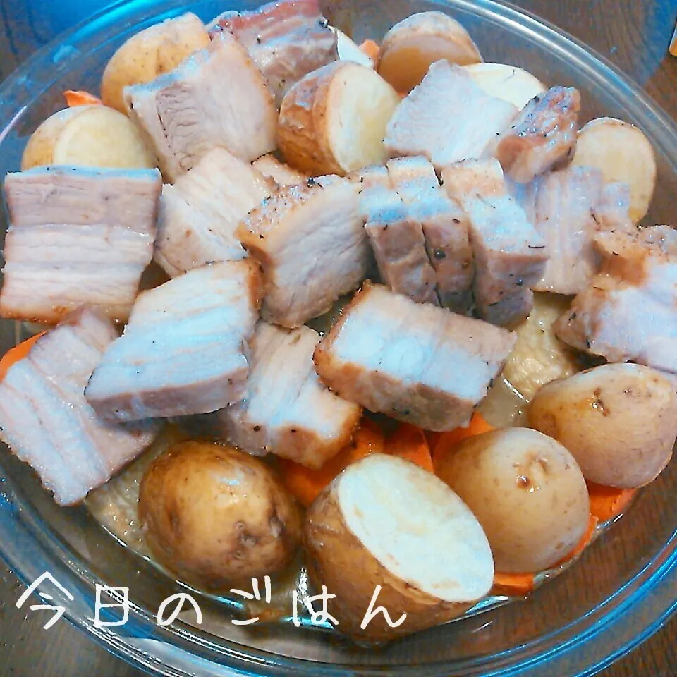 豚バラと春野菜のオーブン焼き|ししゃもさん