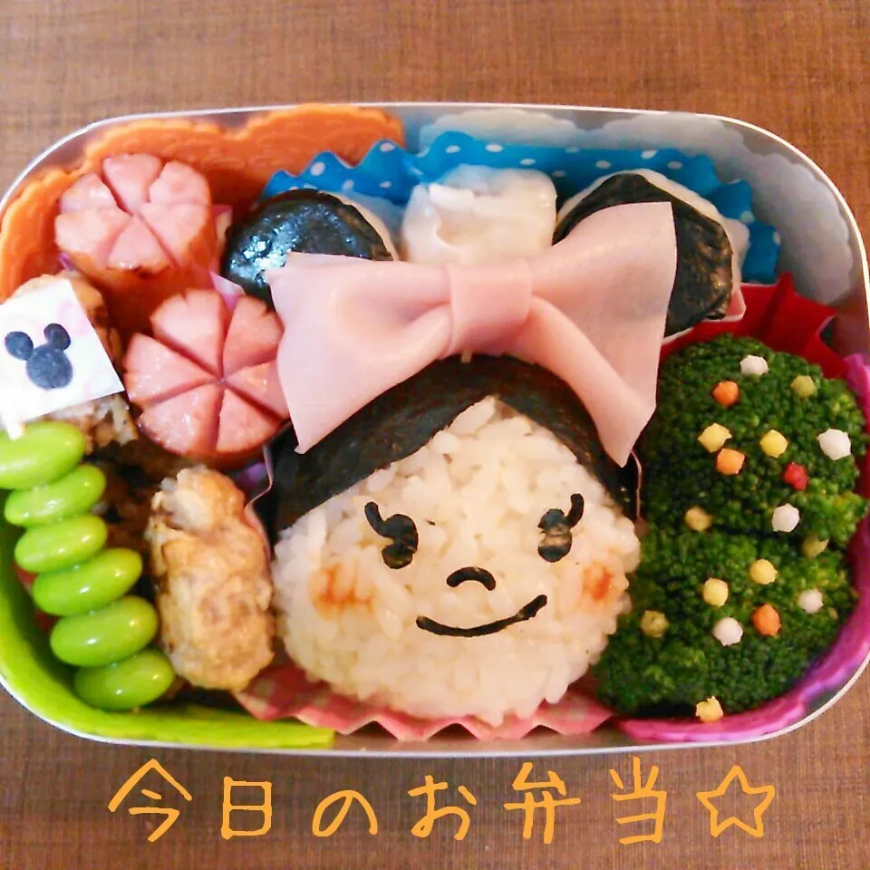 2015年1月22日　ミニーちゃんヘアーの女の子弁当|ししゃもさん