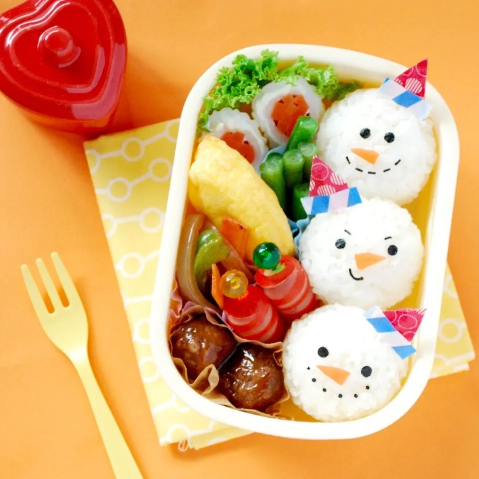 キャラ弁☆マステピックで簡単スノーマン弁当|ザッキー☆さん