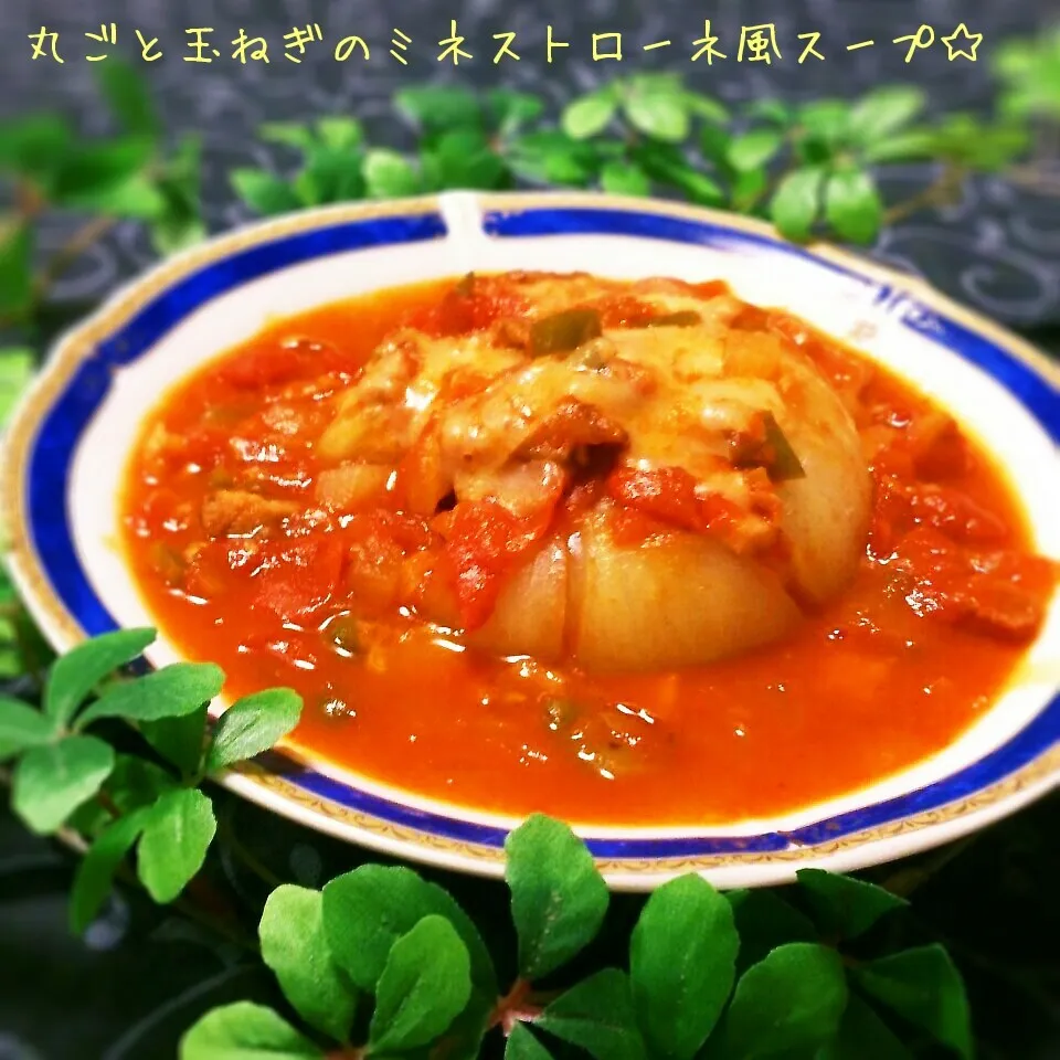 丸ごと玉ねぎのミネストローネ風スープ♬|おれくっしゃんさん