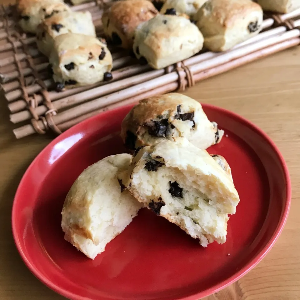 チョコチャンクとレーズンの酵母スコーン|ちくわぱん子さん