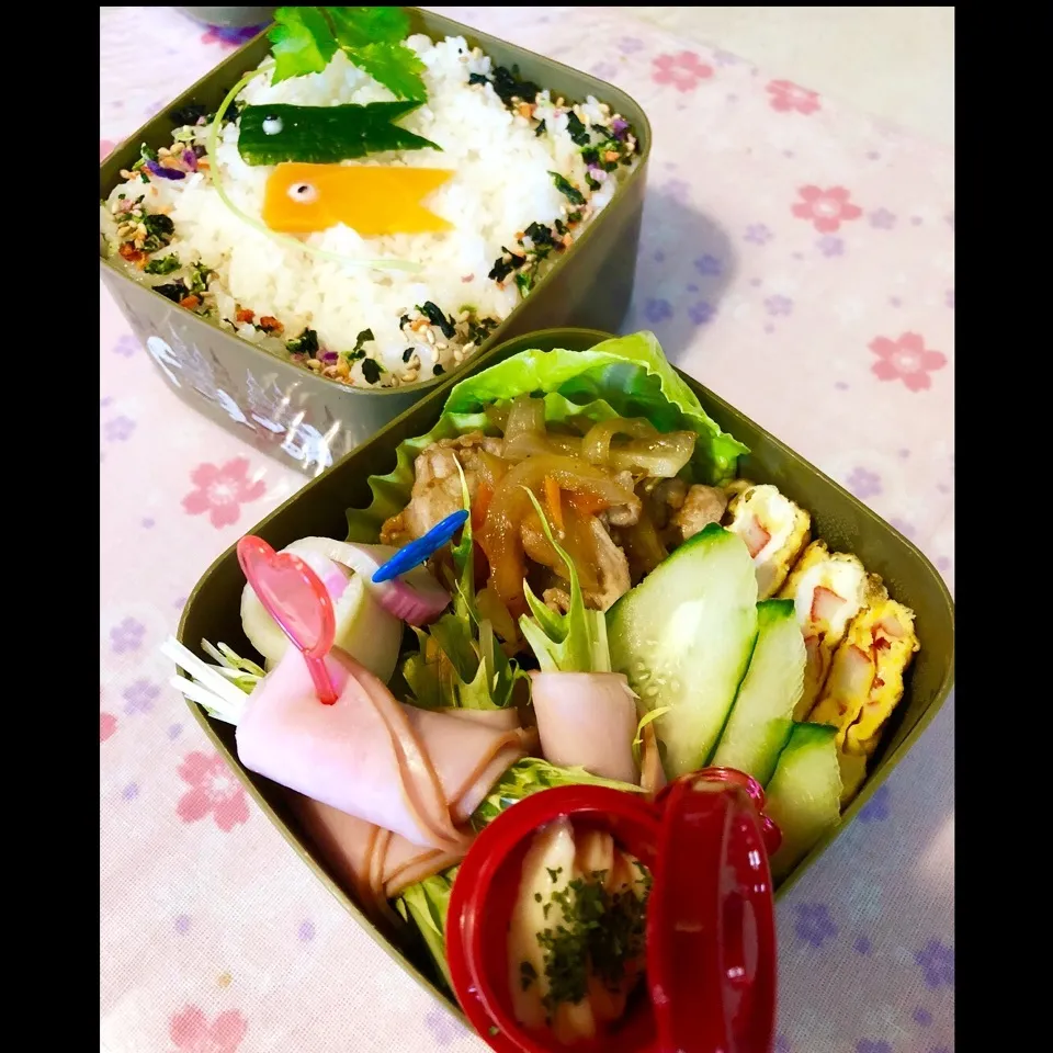 Snapdishの料理写真:昨日の旦那の夜勤のお弁当🍱|ぷーはるひゅうさん