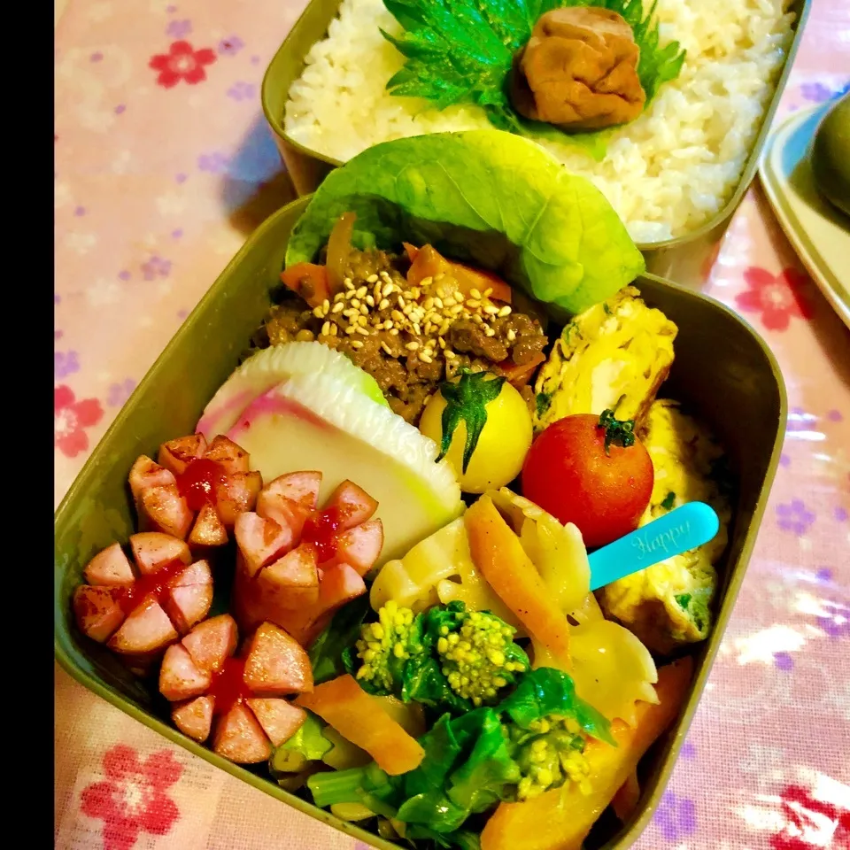 Snapdishの料理写真:昨日の旦那夜勤のお弁当！|ぷーはるひゅうさん